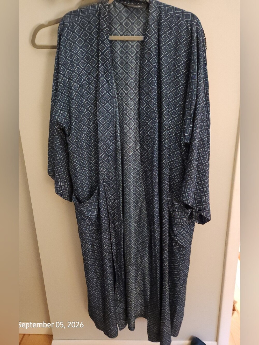 Vintage Christian Dior Monsieur Silk Diamond Pattern Robe Missing Sash